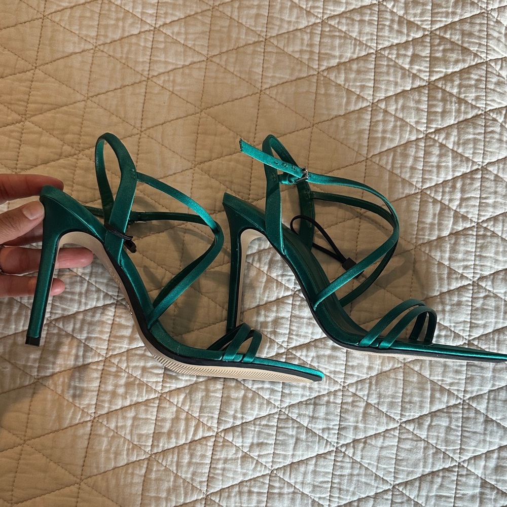 Zara Satin Strappy Stiletto Sandals - Picture 3 of 6